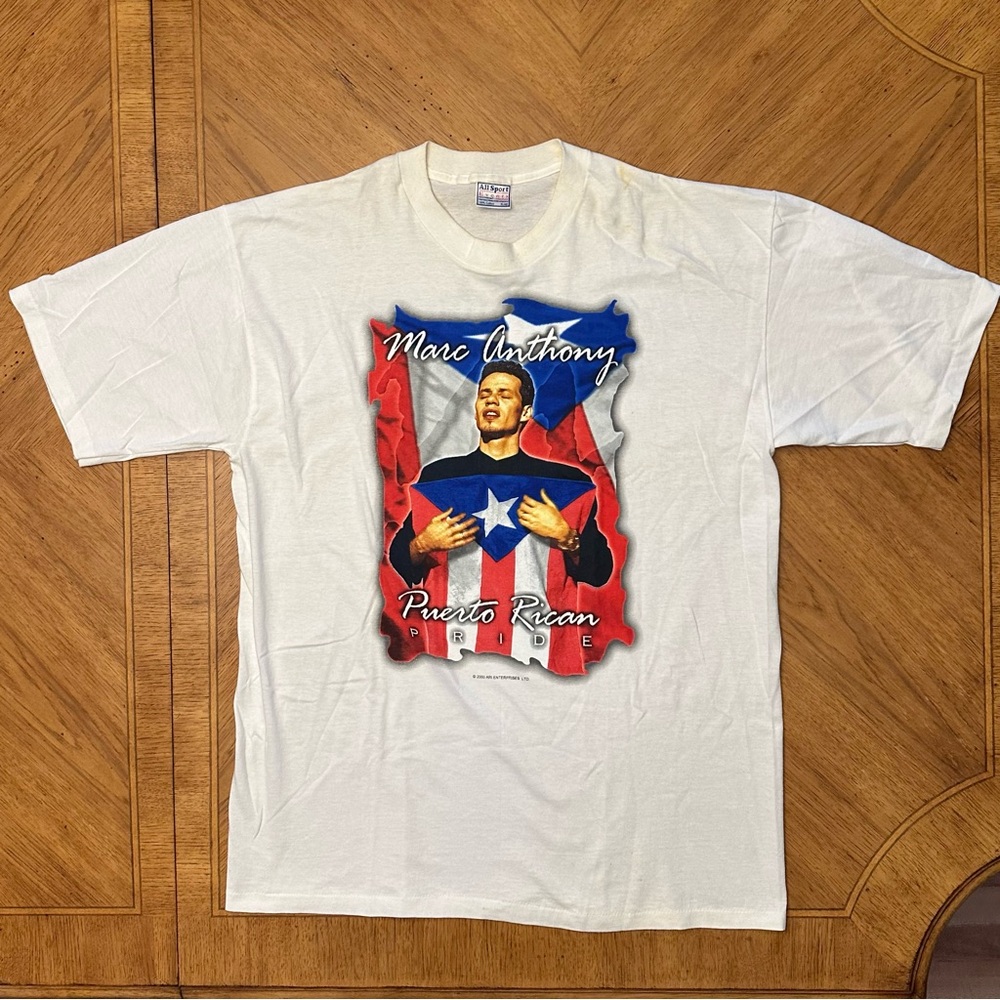 Vintage Marc Anthony Tshirt Size XL Puerto Rican Pride Flag Y2K All Sport Tag